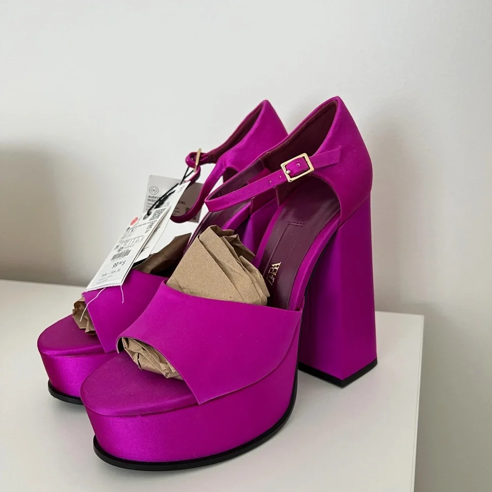 Zara Fuchsia Platform Heels - Picture 5 of 5